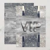 Imitate Silver Metallic Bling VIP Party Einladung (Vorne/Hinten)