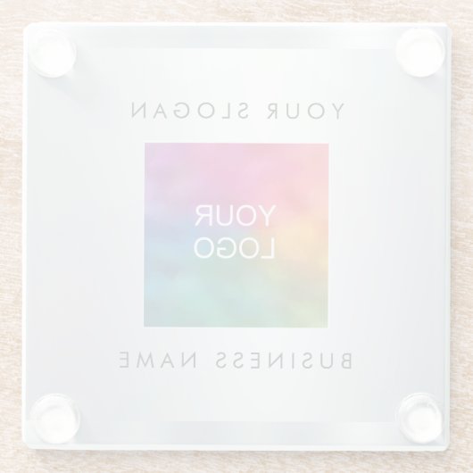 Imitate Silver Metallic Look Add Your Business Log Glasuntersetzer (Rückseite)