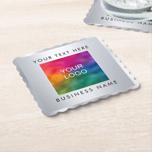 Imitate Silver Metallic Look Custom Add Logo hier Untersetzer (angewinkelt)