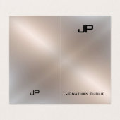 Imitate Silver Metallic Look Elegant Modernes Mono Visitenkarten (Außenseite Aufgefaltet)