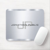 Imitate Silver Metallic Look Mit Monogramm Templat Mousepad (Mit Mouse)
