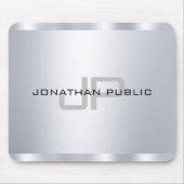 Imitate Silver Metallic Look Mit Monogramm Templat Mousepad (Vorne)