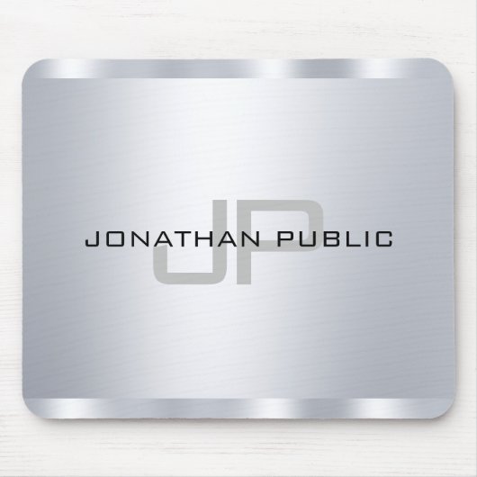 Imitate Silver Metallic Look Mit Monogramm Templat Mousepad (Vorne)
