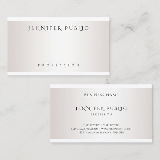 Imitate Silver Modern Design Einfache Vorlage Visitenkarte (Vorne/Hinten)