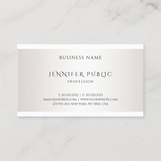 Imitate Silver Modern Design Einfache Vorlage Visitenkarte (Rückseite)