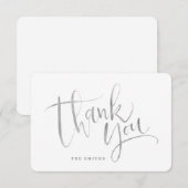 Imitate Silver Modern Simple Script Danke Karte (Vorne/Hinten)