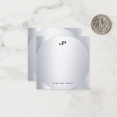 Imitate Silver Monogram Personalisierte Elegant-Vo Mitteilungskarte (Vorderseite/Rückseite Beispiel)