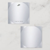 Imitate Silver Monogram Personalisierte Elegant-Vo Mitteilungskarte (Vorne/Hinten)