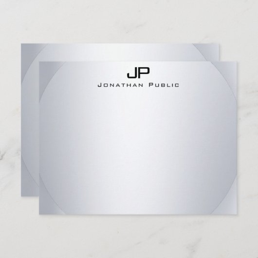 Imitate Silver Monogram Simple Elegant Template To Mitteilungskarte (Vorne/Hinten)