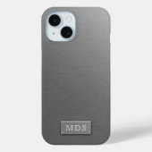 Imitate Silver Monogram Titanium Gray Brushed Meta Case-Mate iPhone Hülle (Rückseite)
