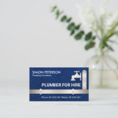 Imitate Silver Pipes Faucet Blaues Wasser Grunge K Visitenkarte (Stehend Vorderseite)
