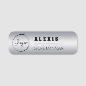 Imitate Silver Retro Firmenlogo Namensschild (Vorderseite)