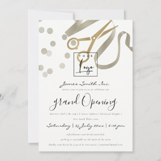 IMITATE SILVER RIBBON SCHNEIDEN GRAND ÖFFNUNGSZERE EINLADUNG (Vorderseite)