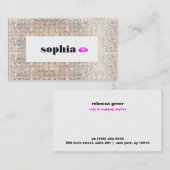 Imitate Silver Sequin Hot Pink Lips Beauty Visitenkarte (Vorne/Hinten)