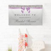 Imitate Silver Sequin Lilac Diamond Bow Brautparty Banner (Insitu)