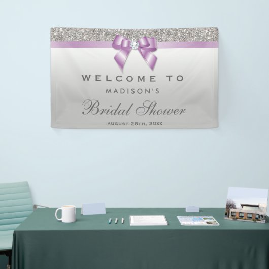 Imitate Silver Sequin Lilac Diamond Bow Brautparty Banner (Messeveranstaltung)