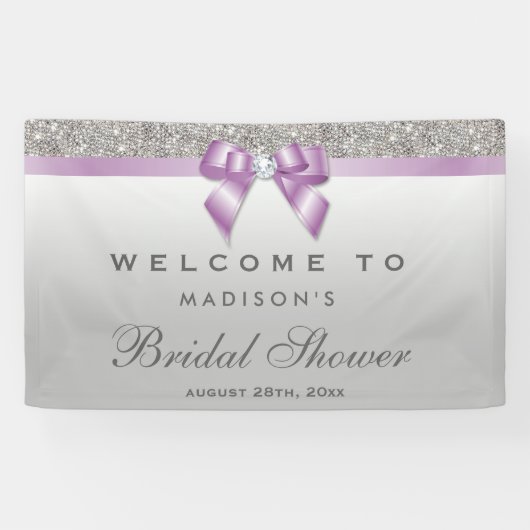 Imitate Silver Sequin Lilac Diamond Bow Brautparty Banner (Horizontal)