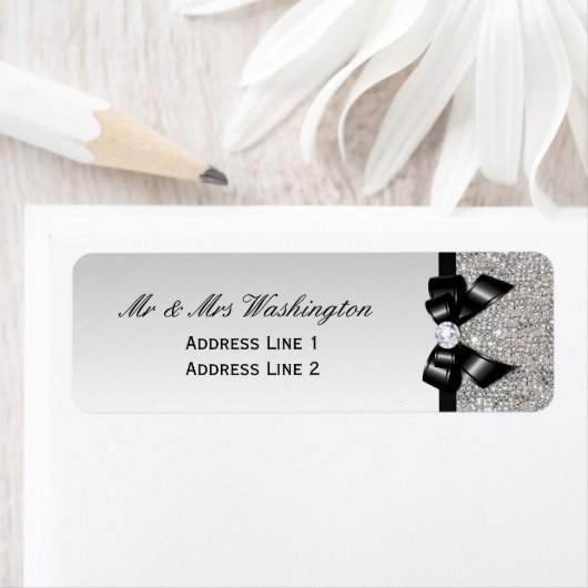 Imitate Silver Sequins Black Bow und Diamond (Insitu)