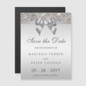 Imitate Silver Sequins Bow Hochzeit Magneteinladung (Vorne/Hinten)