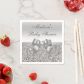 Imitate Silver Sequins Bow Personalisiert Baby Dus Serviette (Beispiel)