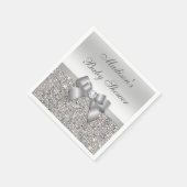 Imitate Silver Sequins Bow Personalisiert Baby Dus Serviette (Ecke)