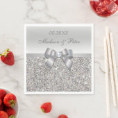 Imitate Silver Sequins Bow Personalisiert Wedding Serviette (Beispiel)