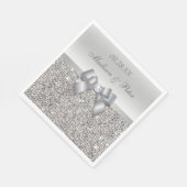 Imitate Silver Sequins Bow Personalisiert Wedding Serviette (Ecke)