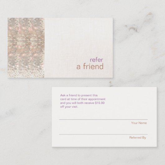 Imitate Silver Sequins Customer Referone Salon Empfehlungskarte (Vorne/Hinten)