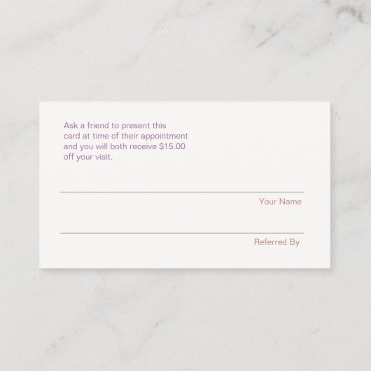 Imitate Silver Sequins Customer Referone Salon Empfehlungskarte (Rückseite)