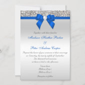 Imitate Silver Sequins Diamonds Cobalt Blue Weddin Magneteinladung (Vorderseite)