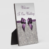 Imitate Silver Sequins Diamonds Lila Bow Wedding Fotoplatte (Seite)
