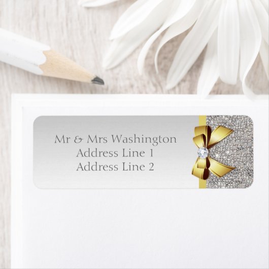 Imitate Silver Sequins Gold Bow und Diamond (Insitu)