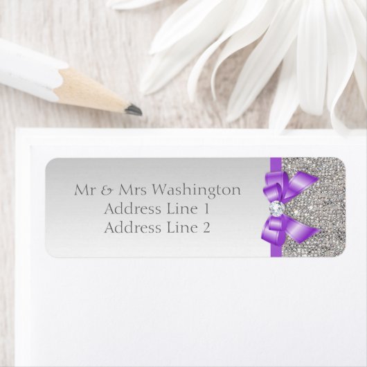 Imitate Silver Sequins Lavendel Bow und Diamond (Insitu)