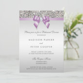 Imitate Silver Sequins Lilac Bow Probe Dinner Einladung (Stehend Vorderseite)