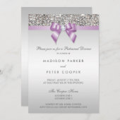 Imitate Silver Sequins Lilac Bow Probe Dinner Einladung (Vorne/Hinten)