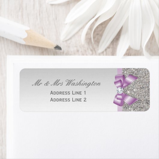 Imitate Silver Sequins Lilac Bow und Diamond (Insitu)