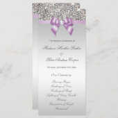 Imitate Silver Sequins Lilac Bow Wedding Program Programm (Vorne/Hinten)