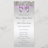 Imitate Silver Sequins Lilac Bow Wedding Program Programm (Vorderseite)