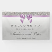 Imitate Silver Sequins Lilac Diamond Bow Wedding Banner (Horizontal)