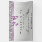 Imitate Silver Sequins Lilac Diamond Bow Wedding Banner (Vertikal)