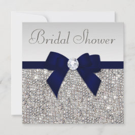 Imitate Silver Sequins Navy Blue Bow Brautparty Einladung