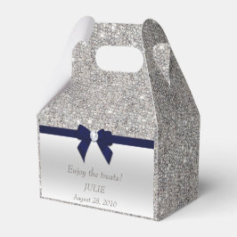 Imitate Silver Sequins Navy Bow Geschenkschachtel