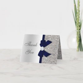 Imitate Silver Sequins Navy Diamond Bow Vielen Dan Dankeskarte