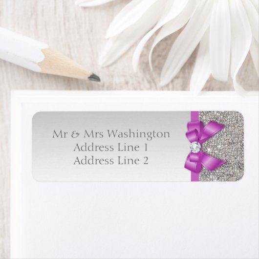 Imitate Silver Sequins Radiant Orchid Bow und Diam (Insitu)