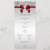 Imitate Silver Sequins Red Bow Wedding Program Programm (Rückseite)
