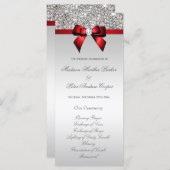 Imitate Silver Sequins Red Bow Wedding Program Programm (Vorne/Hinten)