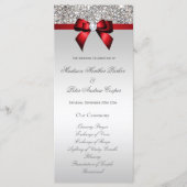 Imitate Silver Sequins Red Bow Wedding Program Programm (Vorderseite)