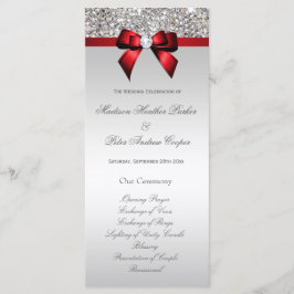 Imitate Silver Sequins Red Bow Wedding Program Programm