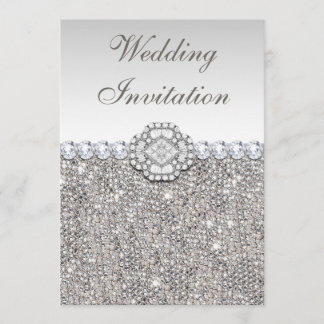 Imitate Silver Sequins und Diamond Images Wedding Einladung