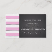 Imitate Silver Shine Lips Pink White Stripes Chic Visitenkarte (Rückseite)